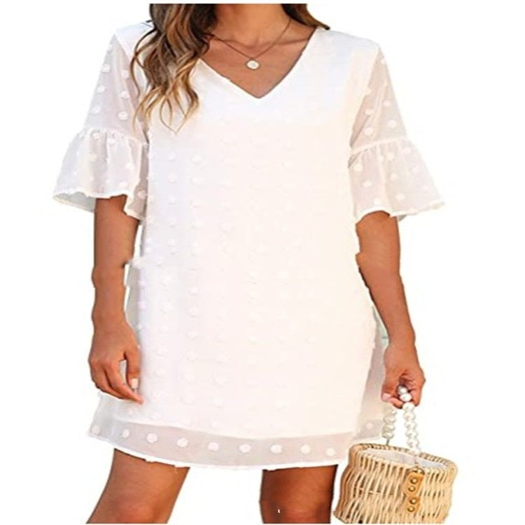 Women's V-neck Elegant Loose Jacquard Dress ARZ