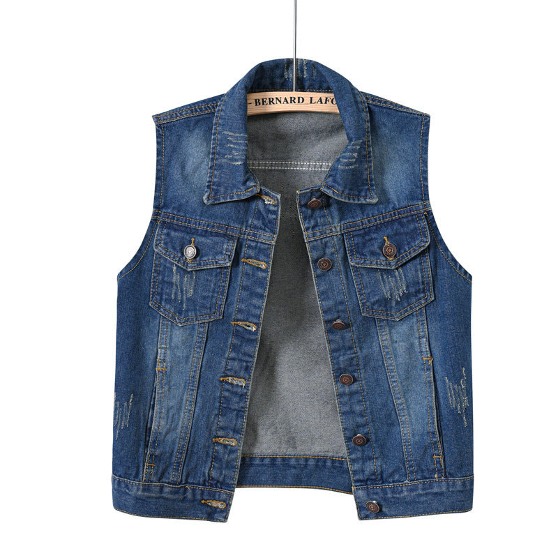 Multi-Color Selection Denim Vest Women's Slim Sleeveless Jacket ARZ