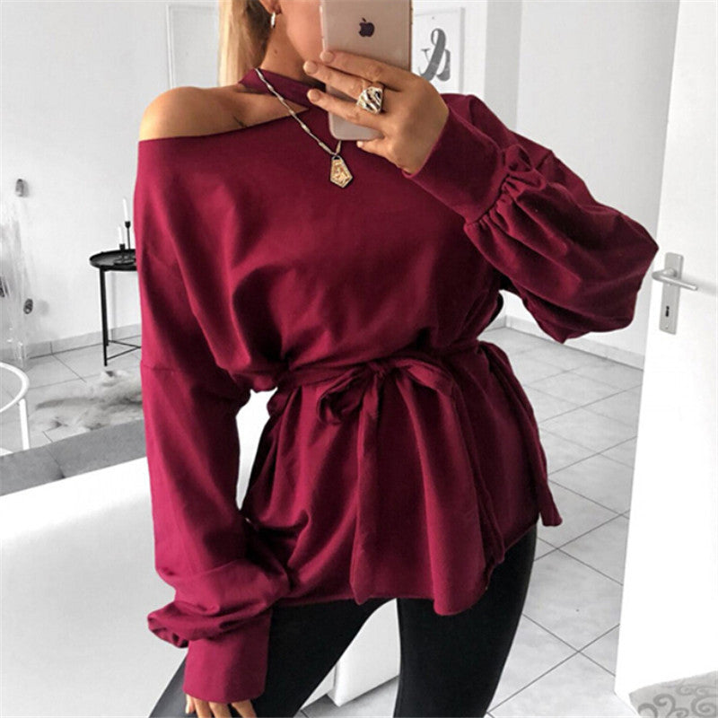 Long sleeve slant shoulder blouse ARZ