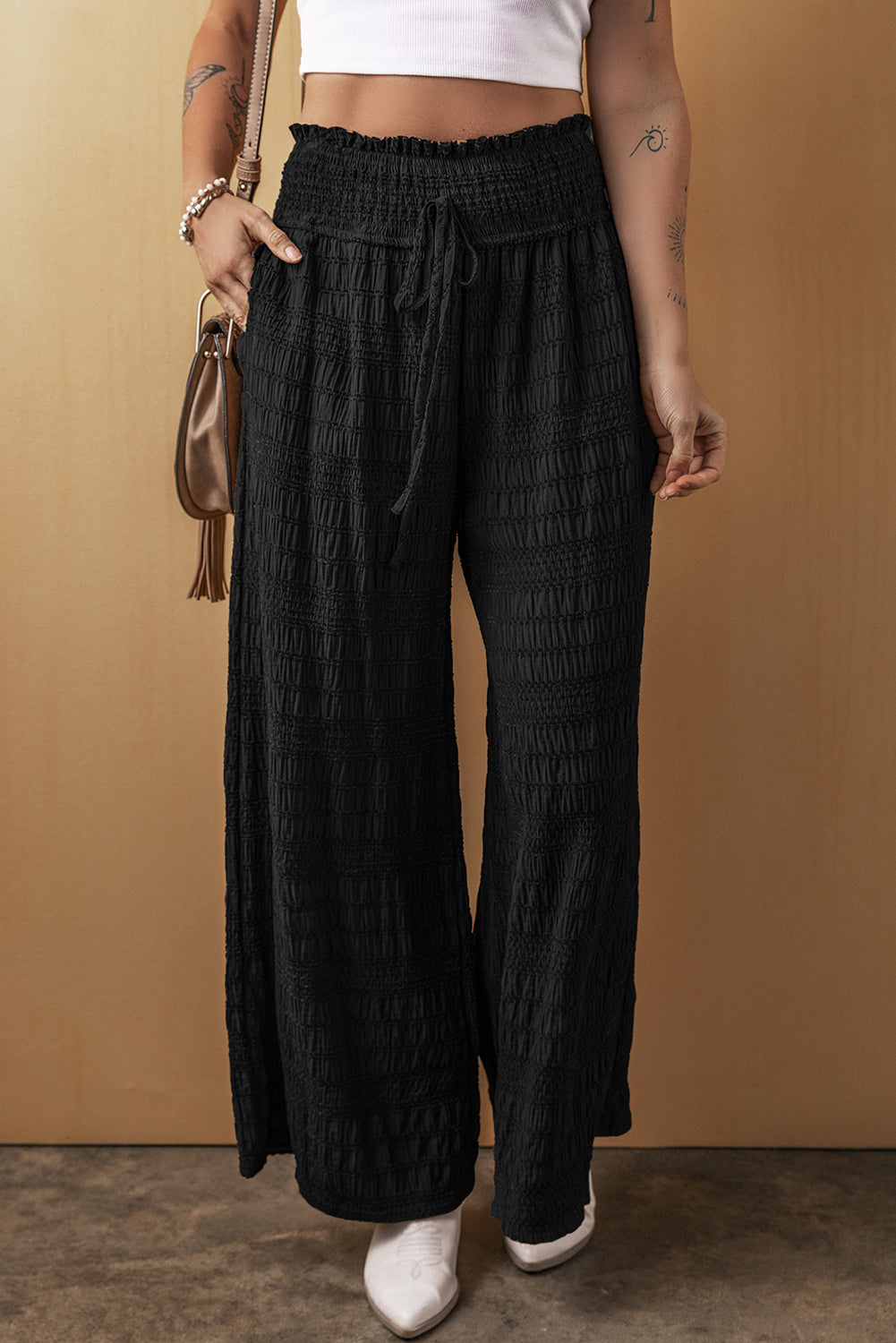 Tied Wide Leg Pants Trendsi