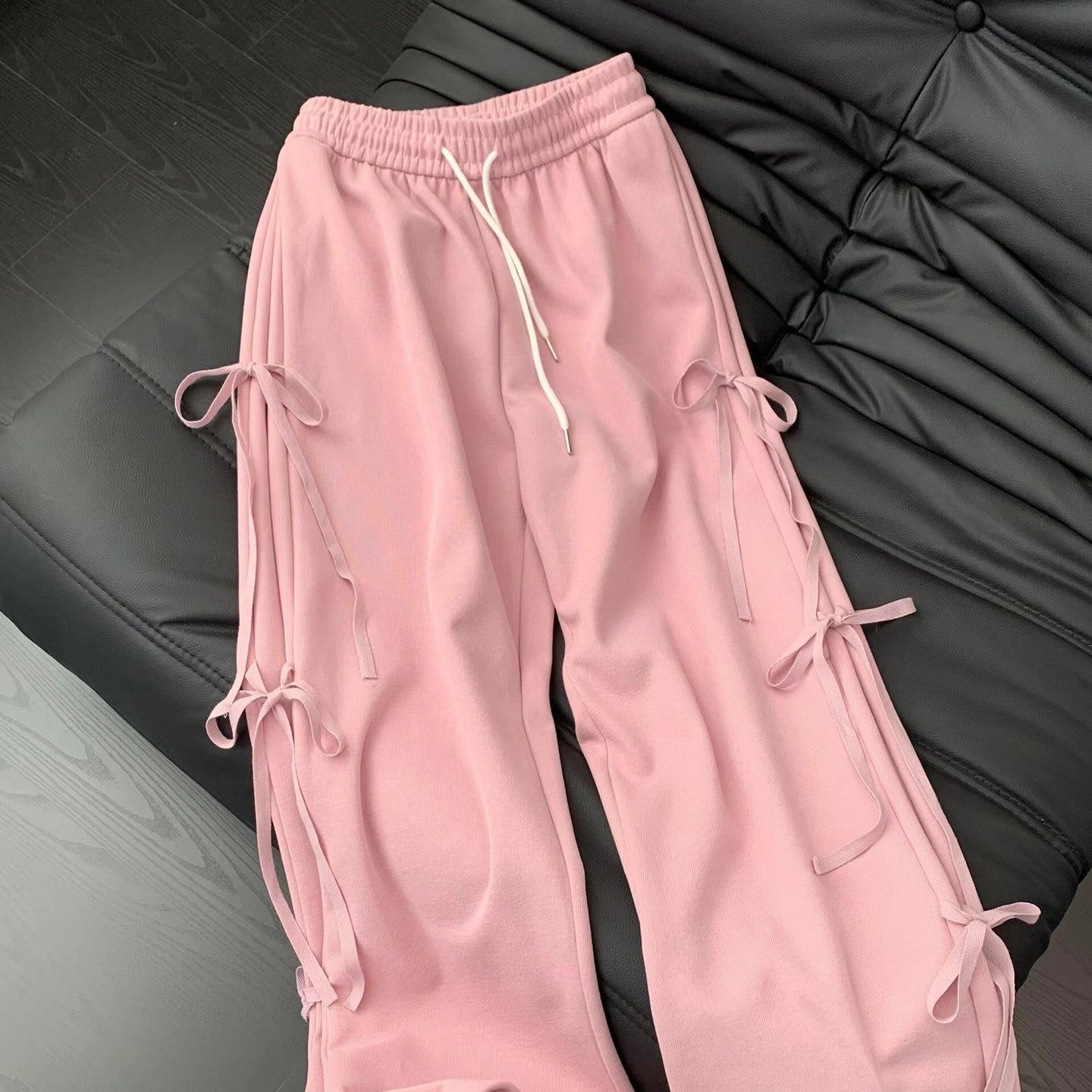 Women's Korean-style Vintage Bow Lace Up Straight Sweatpants ARZ