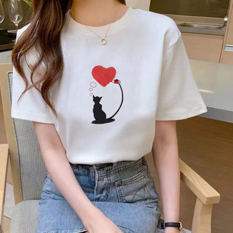 Summer New Fashion Slimming Loose White Short-sleeved T-shirt For Students Women ARZ