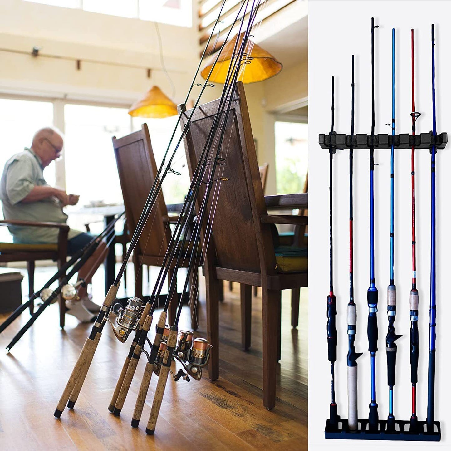 Fishing Rod Rack Vertical Holder Horizontal Wall Mount Boat Pole Stand Storage ARZ