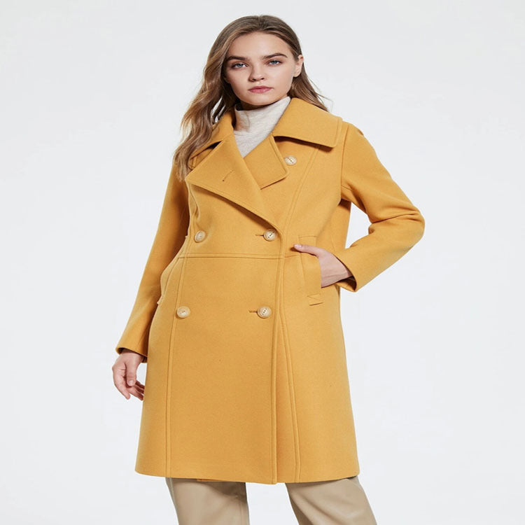 Lapel Double Breasted Ladies Mid Length Coat ARZ