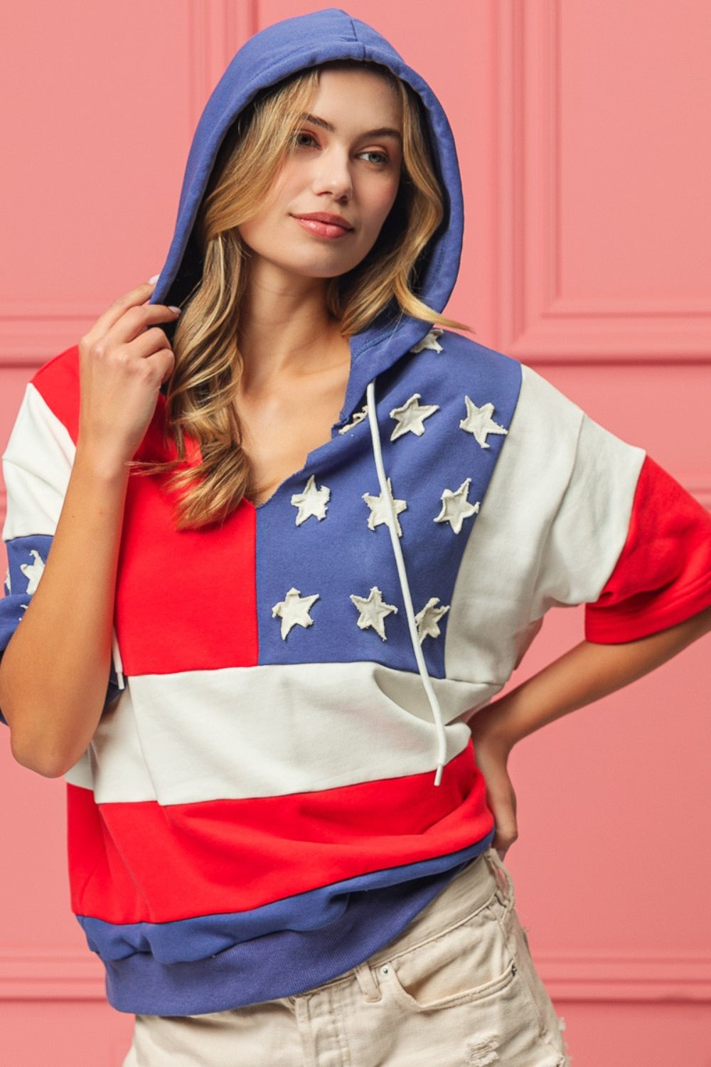 BiBi American Flag Theme Hoodie Trendsi