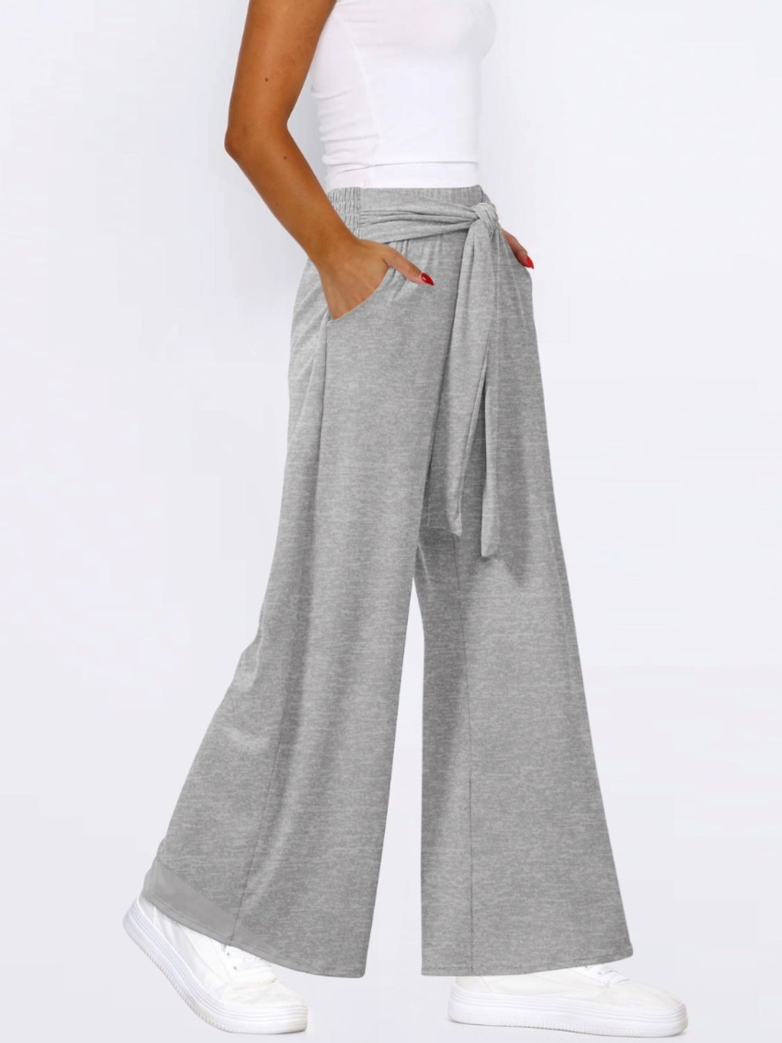 Tied Wide Leg Pants with Pockets Trendsi