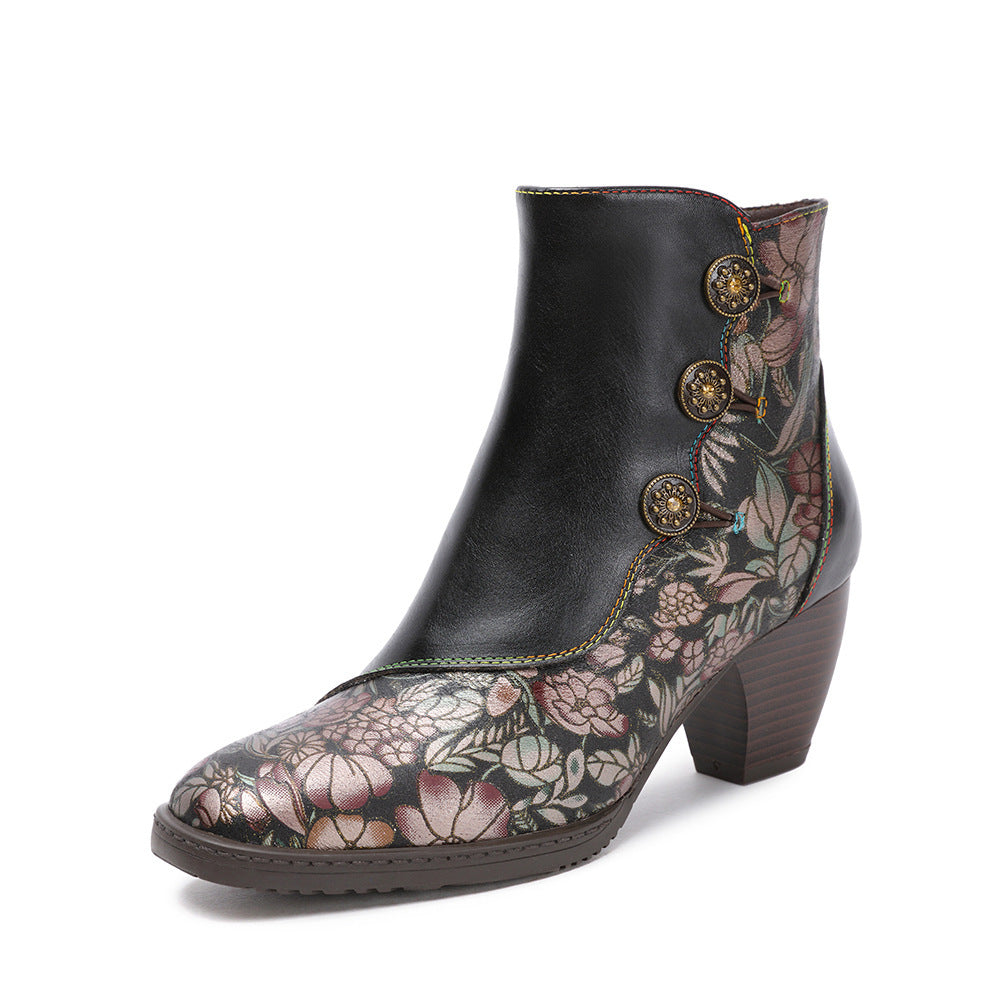 Women's Retro Flower European And American Women's Fashion Shoes ARZ