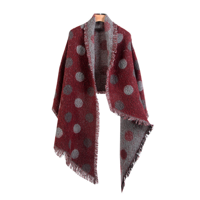 European And American Autumn And Winter Scarf Women's Circle Yarn Polka Dot Angle Thickened Shawl ARZ