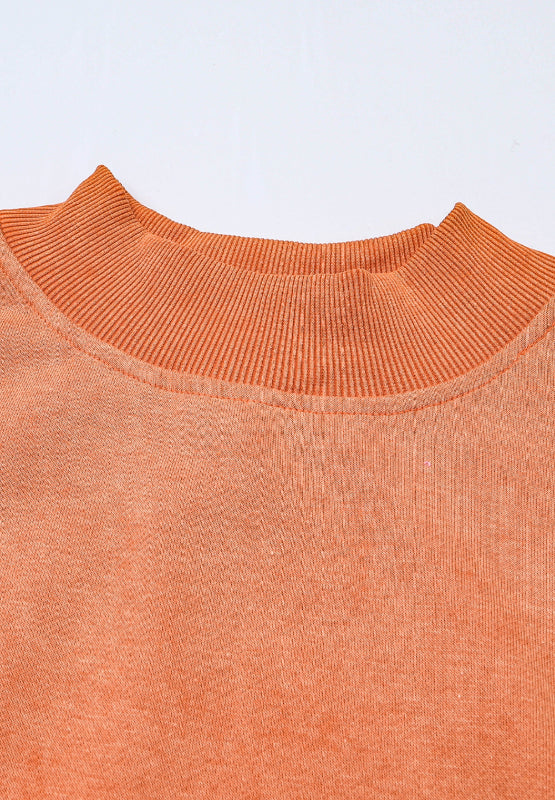 Mock Neck Dropped Shoulder Sweatshirt Trendsi