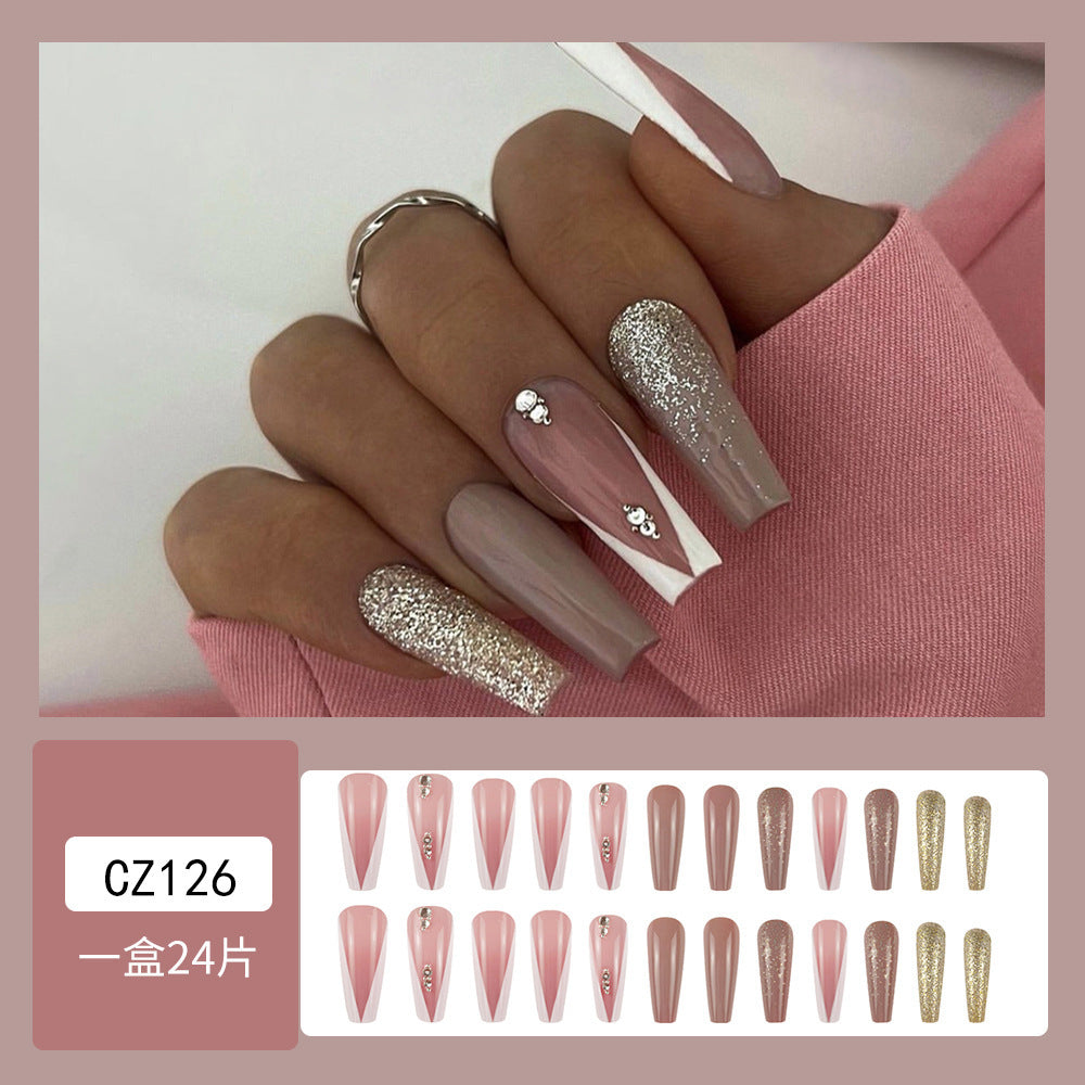 Super Long Diamond Wearing Armor European And American Foreign Trade Nail Stickers ARZ