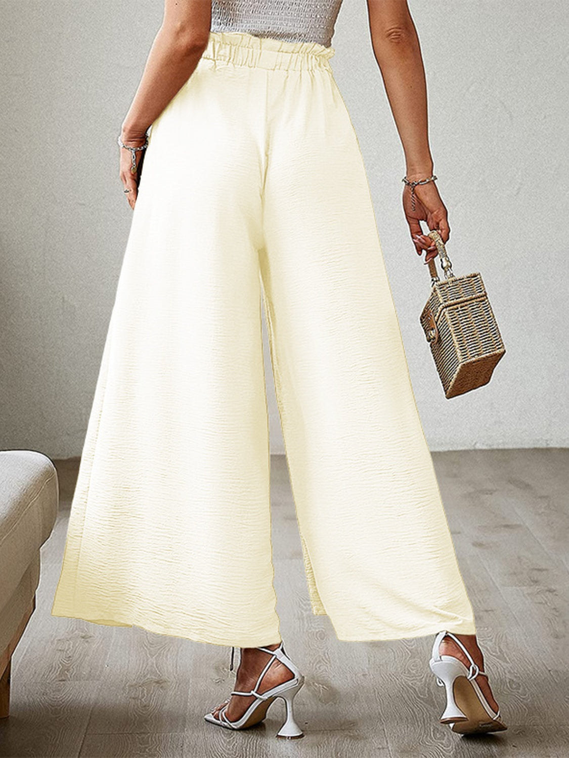 Tied Slit Wide Leg Pants Trendsi