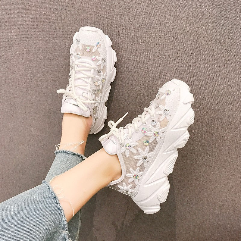 Spring and summer new women's shoes Korean mesh breathable thick-soled sports and leisure single shoes women ARZ