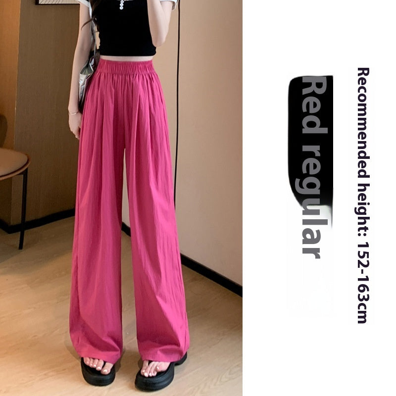 High Waist Drooping Straight Pleated Cotton And Linen Casual Pants ARZ