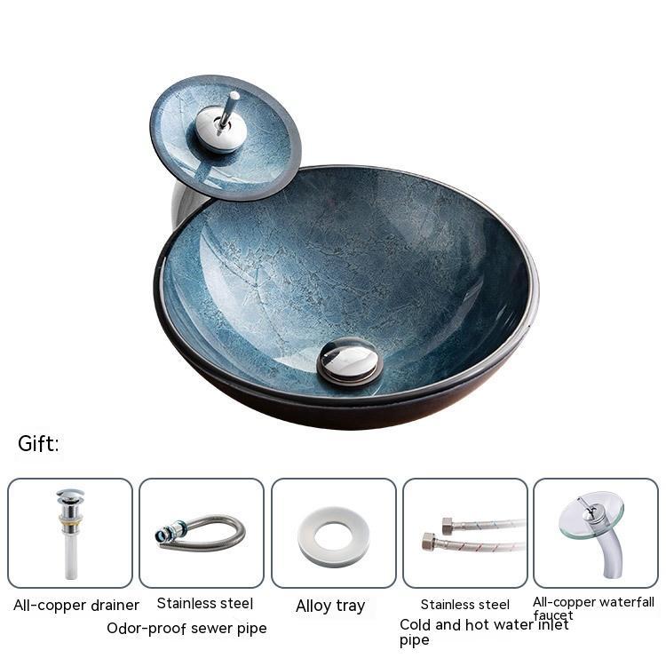 Pure Color Tempered Glass Table Basin Simple Art Bathroom Inter-platform ARZ