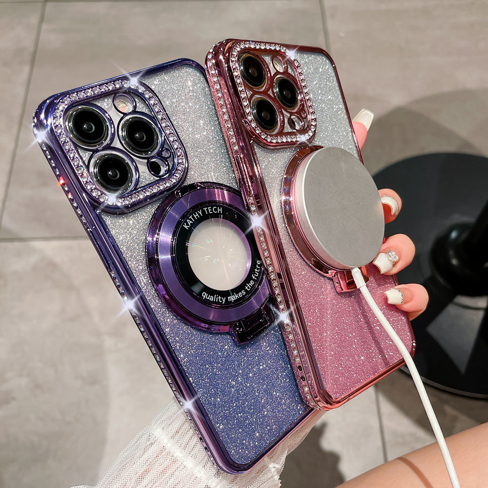 Glitter Tpu Electroplating Magnetic Bracket Phone Case ARZ