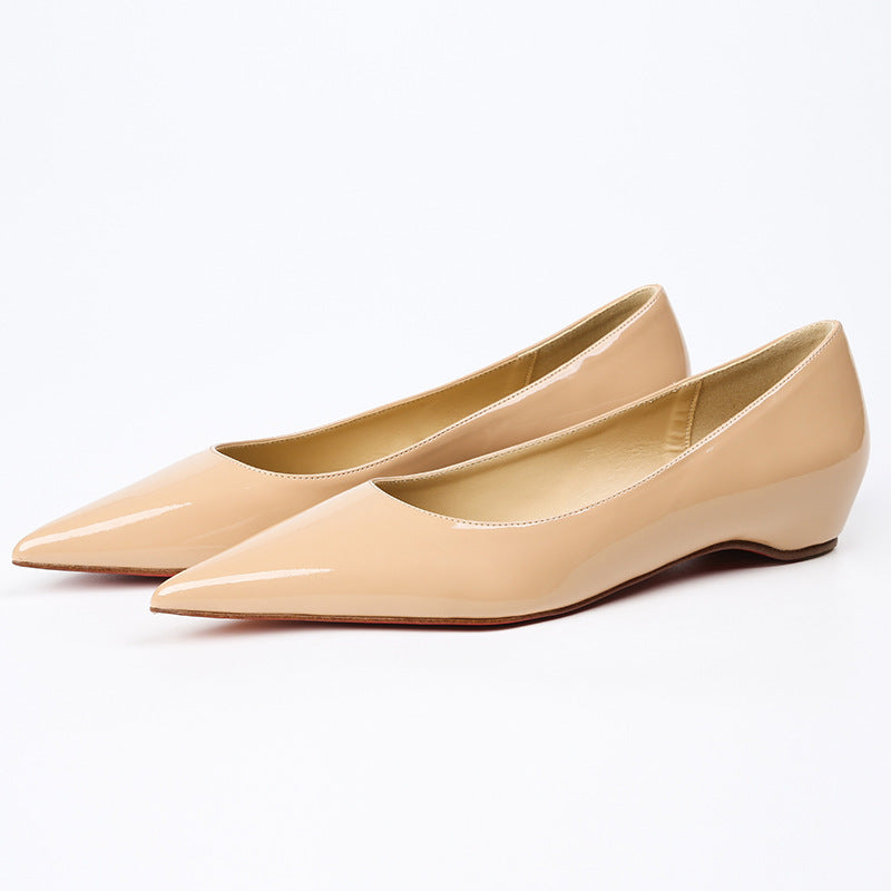 Red Bottom Nude Pointed Flat Shoes ARZ