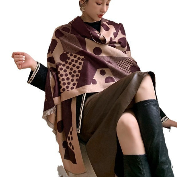 Casual Polka Dot Artificial Cashmere Warm Printing Long Scarf Shawl ARZ