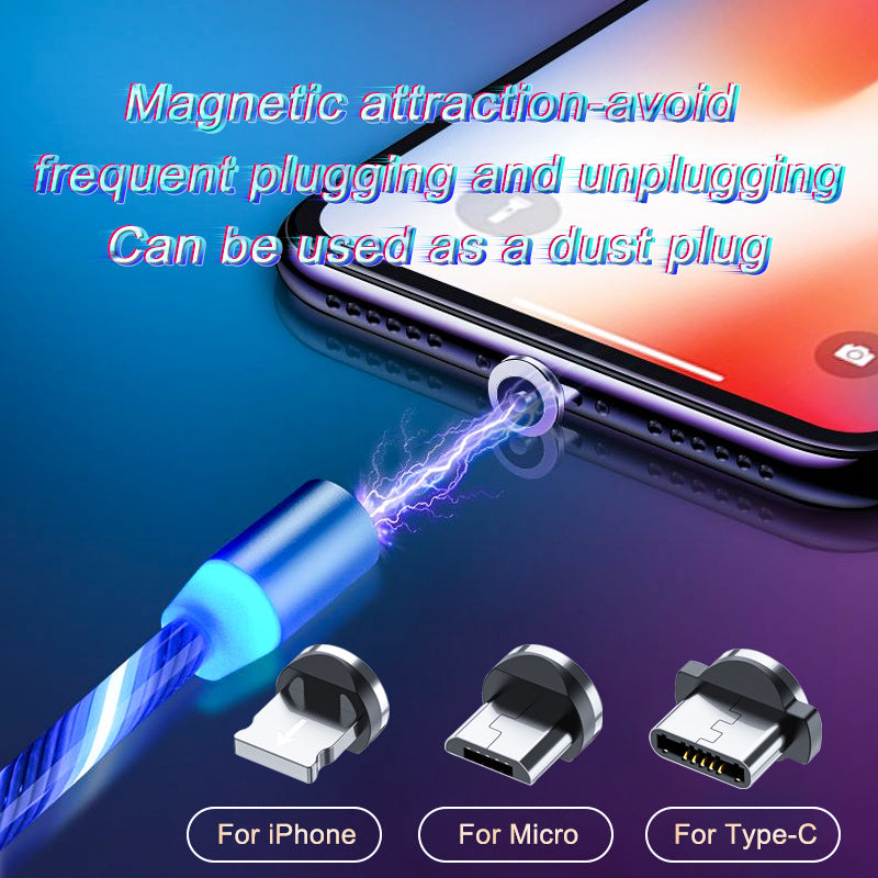 Magnetic Charging Cable Streamer Fast Charging Cable Lighting Micro USB Cable LED Magnet Charger Type-C Cable ARZ