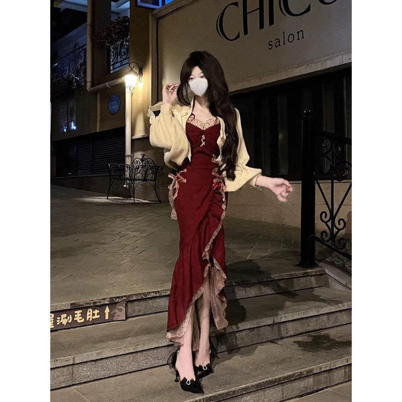 Women's Socialite Hip Spaghetti Straps Slimming Fishtail Dress ARZ