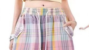 Women's Dopamine Wear Color Plaid Multi-pocket Straight-leg Pants ARZ