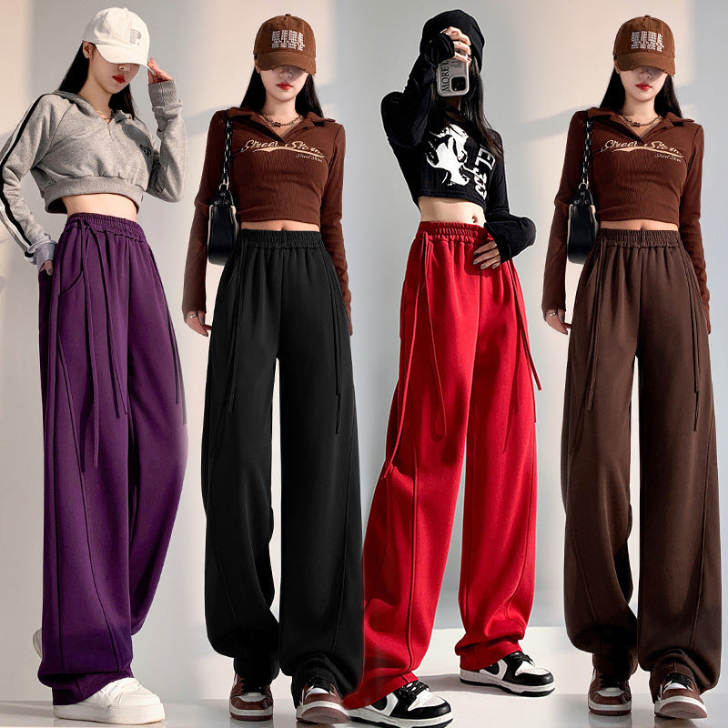 American Multi-color Straight Wide Leg Banana Pants High Waist Casual ARZ