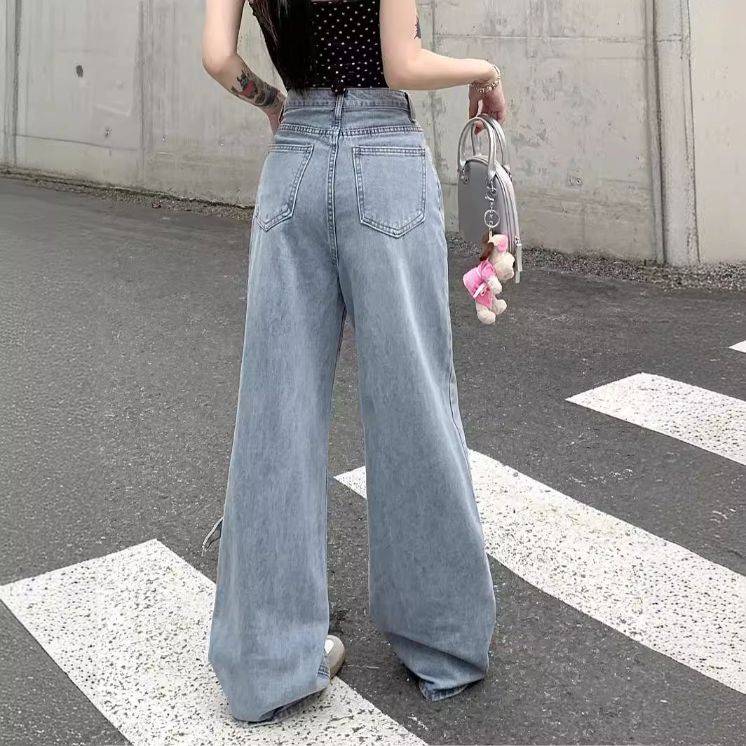 Bow High Waist Loose Straight Wide Leg Mop Pants ARZ