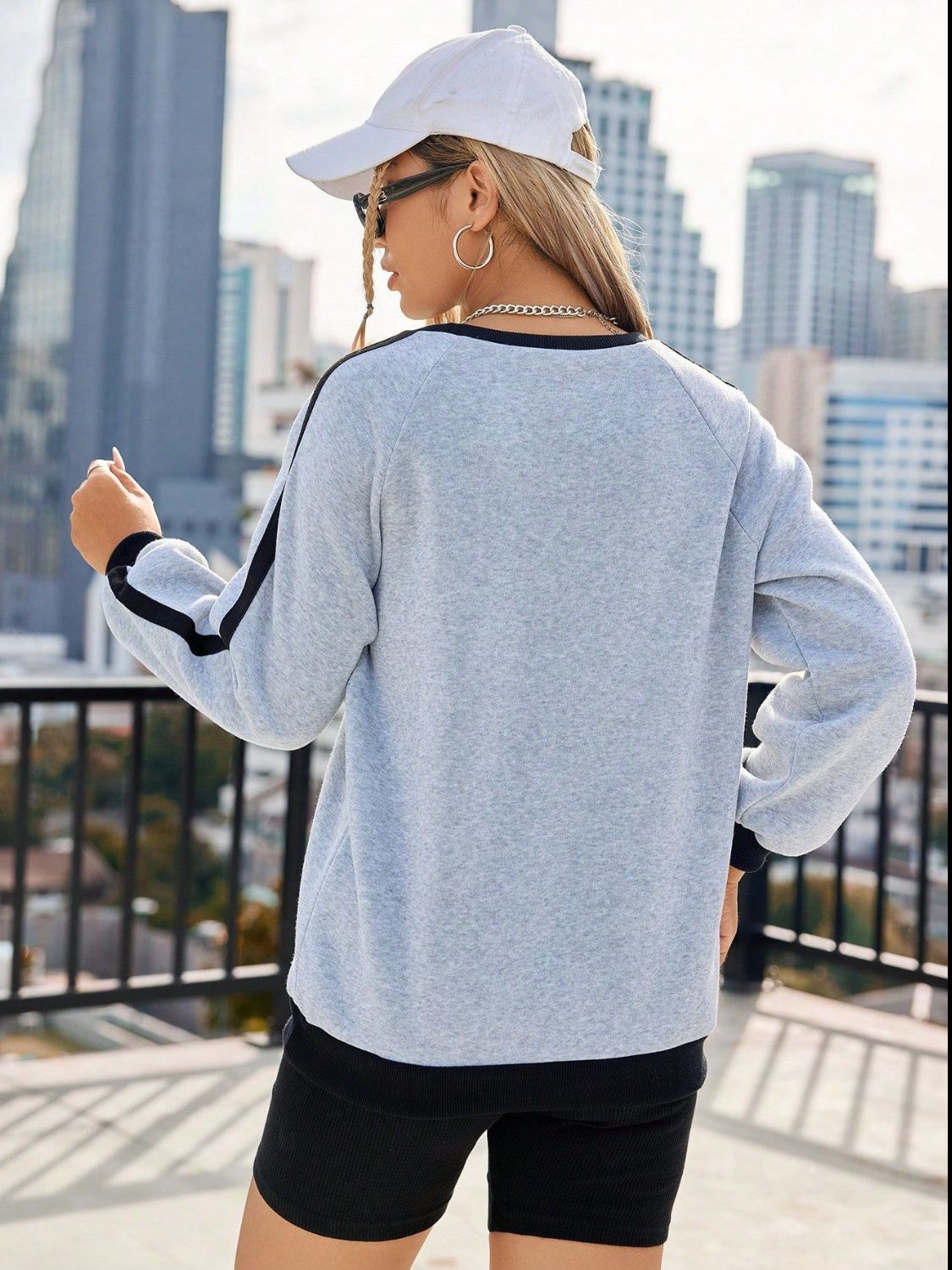 Letter Round Neck Long Sleeve Sweatshirt Trendsi