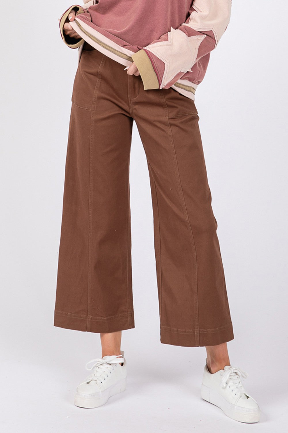 SAGE + FIG Wide Leg Cropped Pants Trendsi