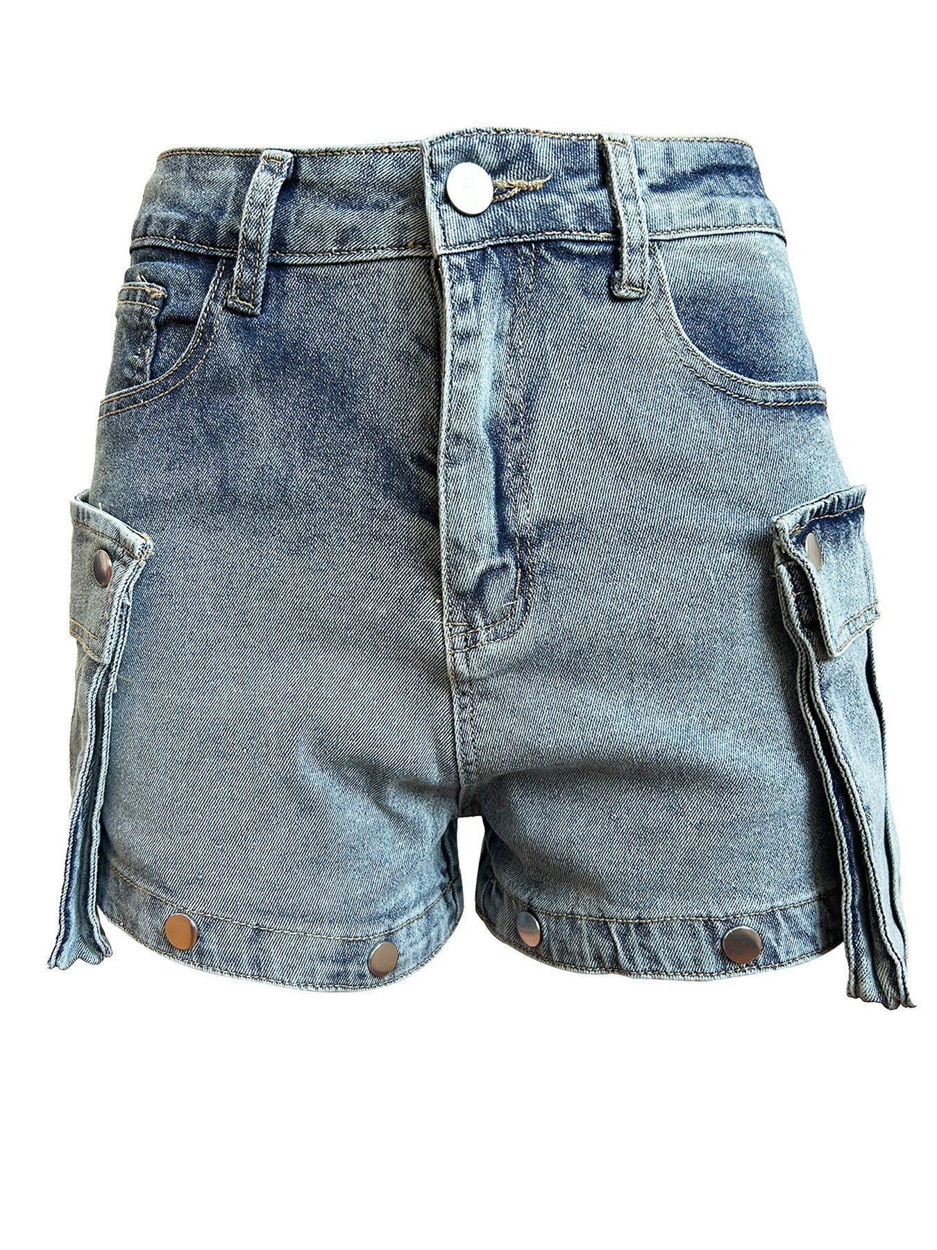 Women's Detachable Hanging Bag And Pants Stretch Denim Wear Shorts Trousers ARZ