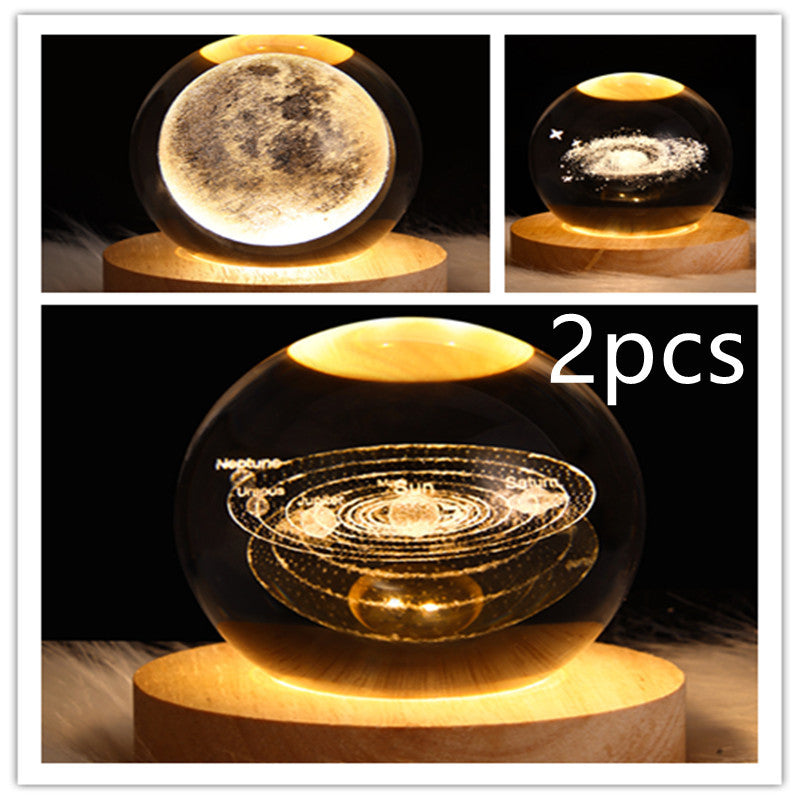 LED Night Light Galaxy Crystal Ball Table Lamp 3D Planet Moon Lamp Bedroom Home Decor For Kids Party Children Birthday Gifts ARZ