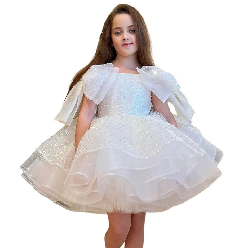 Girls' White Birthday Party Formal Dress Skirt ARZ