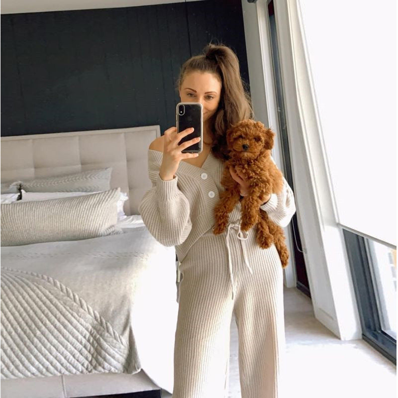 Fashion Women's Wear Long-sleeved Sweater And Trousers Two-piece Set ARZ