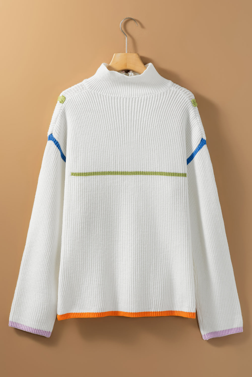 Contrast Half Zip Drop Shoulder Sweater Trendsi