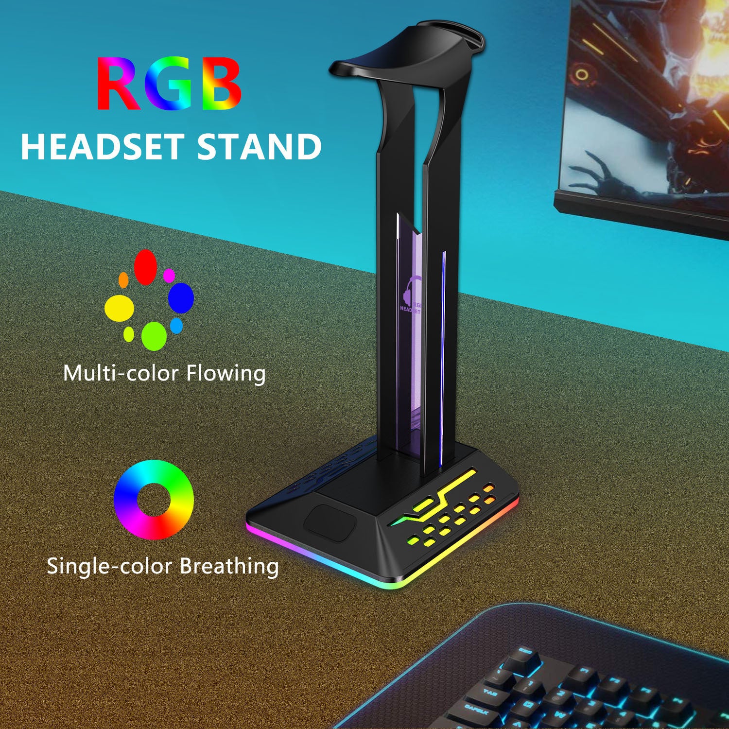 RGB Bracket Dual USBHUB Color Changing Headset Bracket Headset Display Rack ARZ