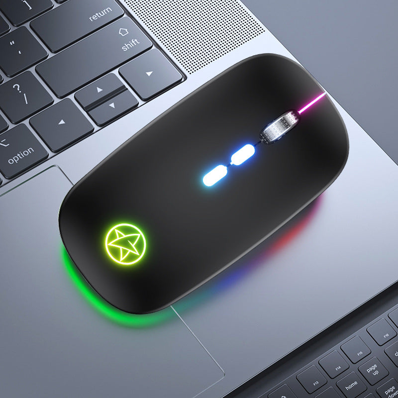 Wireless Bluetooth Mouse Dual-mode Luminous Charging Game Office 5-key Metal Roller ARZ