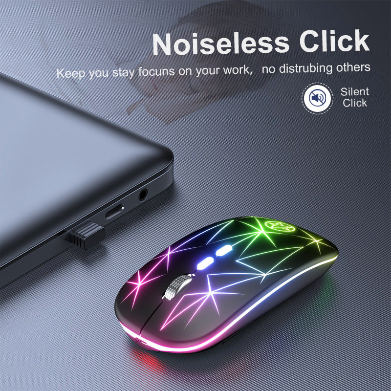 Wireless Bluetooth Mouse Dual-mode Luminous Charging Game Office 5-key Metal Roller ARZ