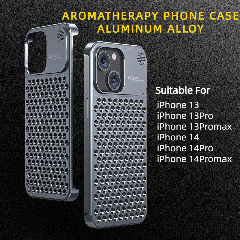 Aluminum Alloy Phone Case For 14 13 Pro Max Plus Hollow Heat Dissipation Anti-fall Full Body Shockproof Phone Cove ARZ