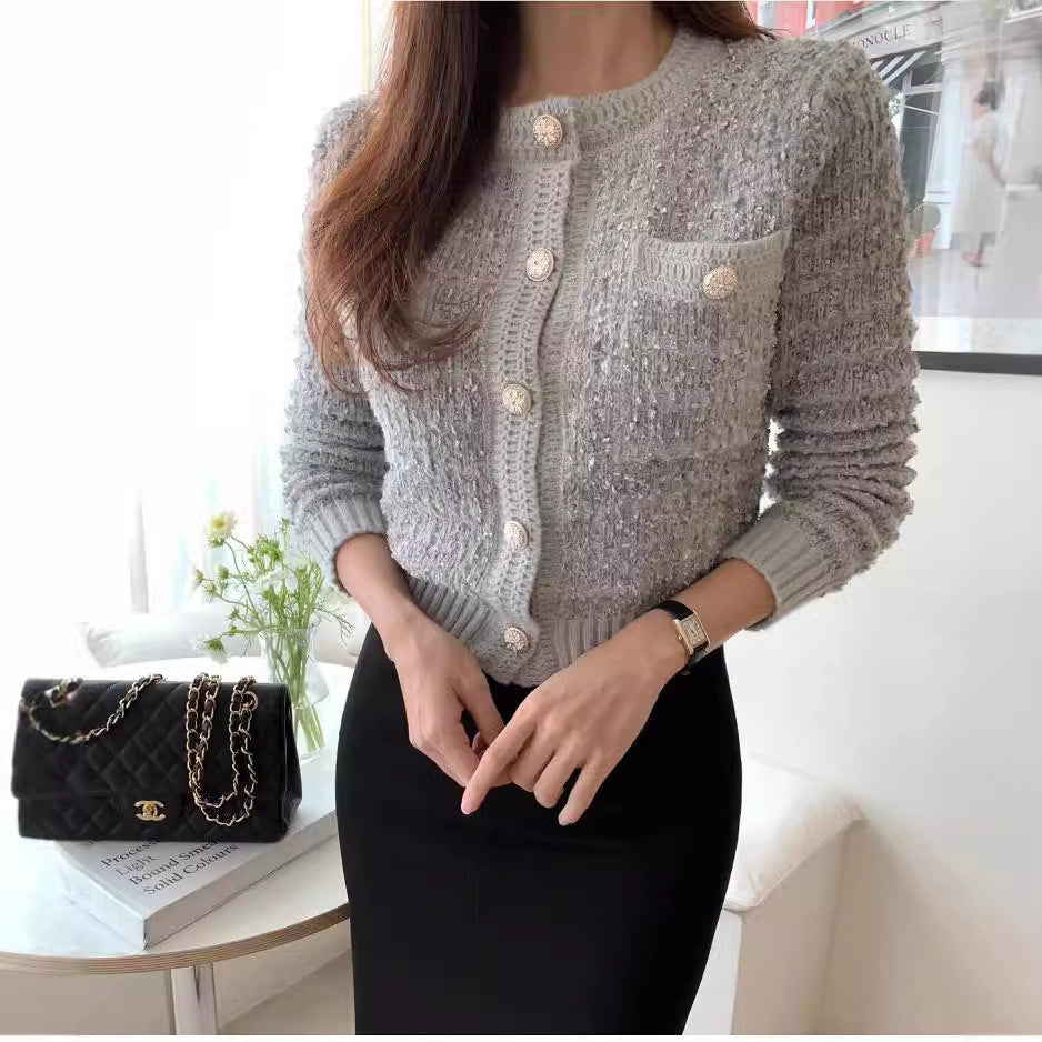 Knitted Top Women's Round Neck Sweater Coat ARZ