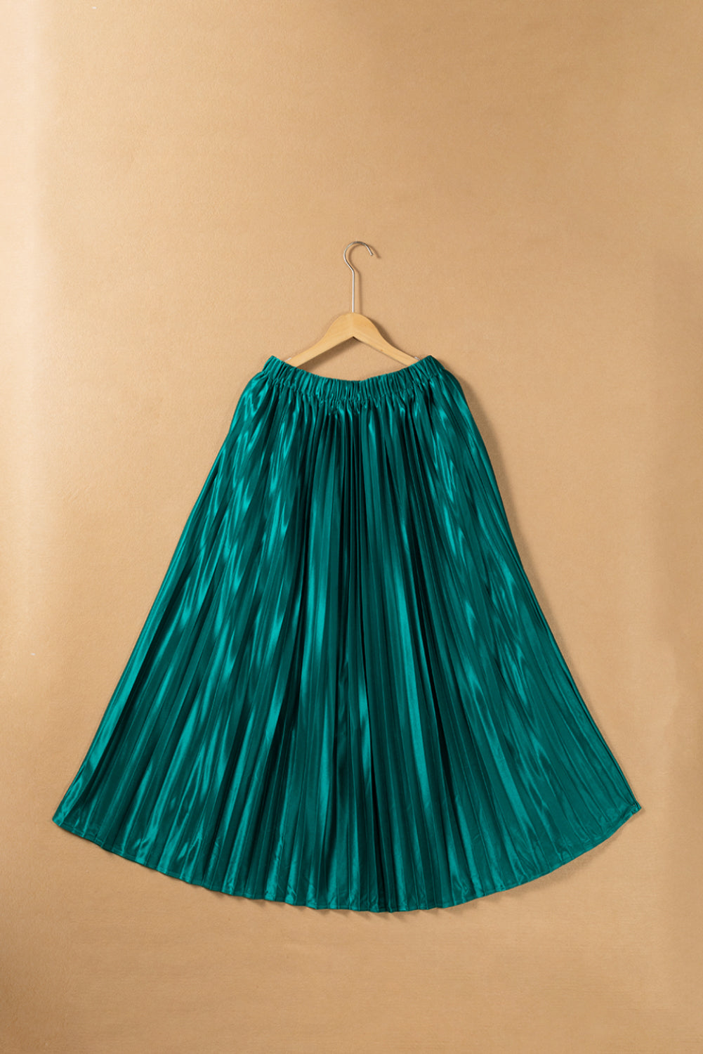 Elastic Waist Pleated Midi Skirt Trendsi