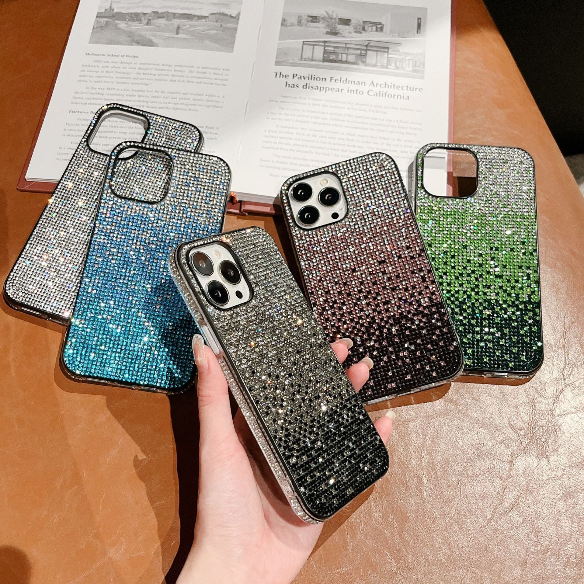 New Phone Case Suitable For Rainbow Pasted Leather Diamond Mobile Phone Case ARZ