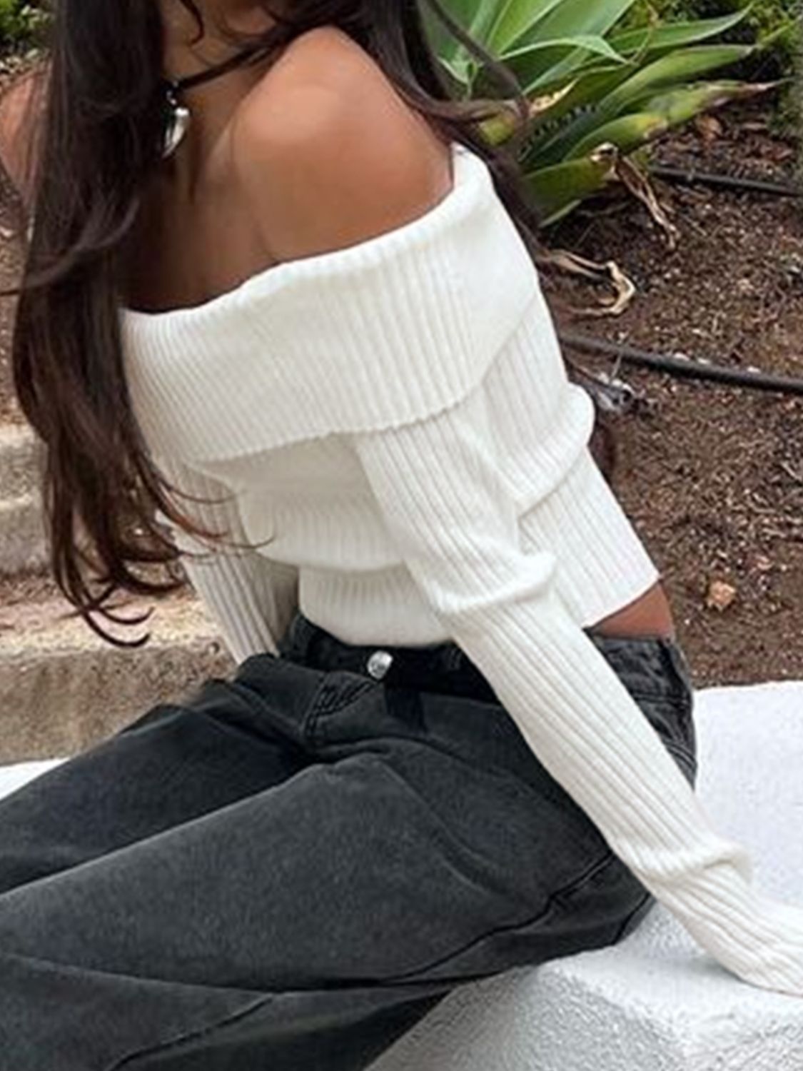 Perfee Off Shoulder Long Sleeve Sweater Trendsi