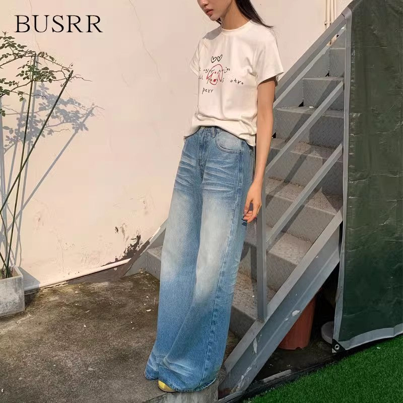 Retro Washed High Waist Wide Leg Jeans ARZ