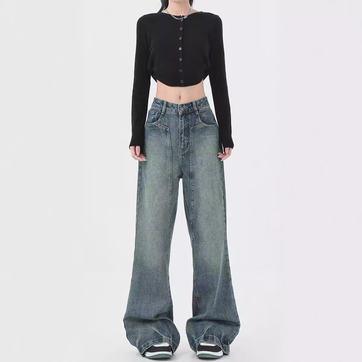 Retro Design Wide Leg Flared Pants ARZ