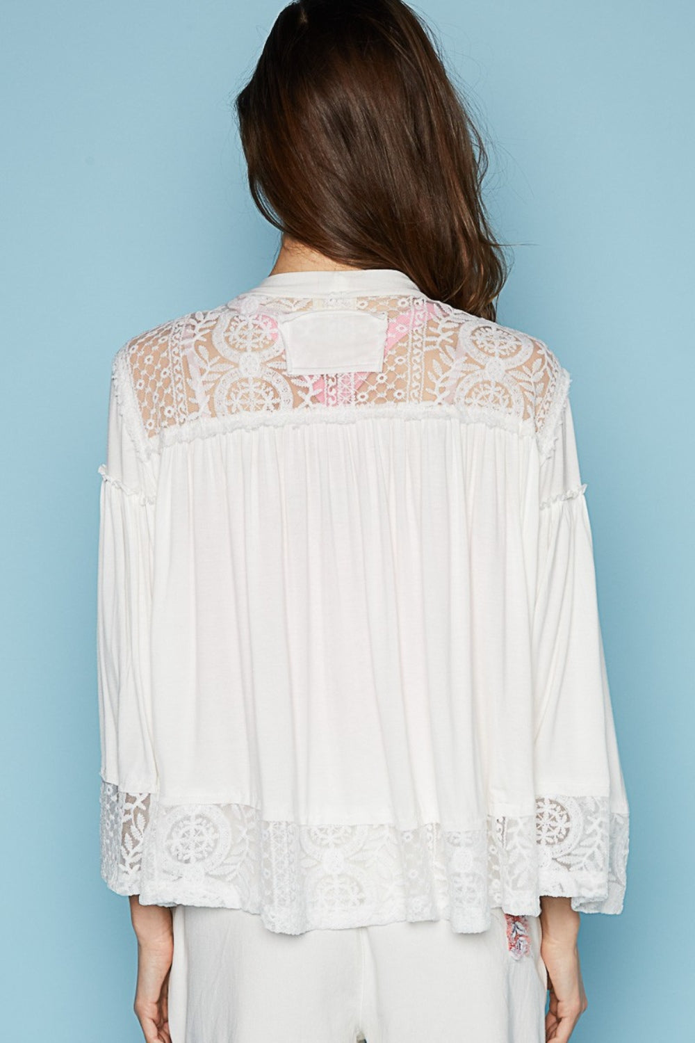 POL Open Front Lace Detail Cardigan Trendsi