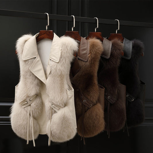 Fur Vest Short Coat Autumn And Winter New Patchwork ARZ