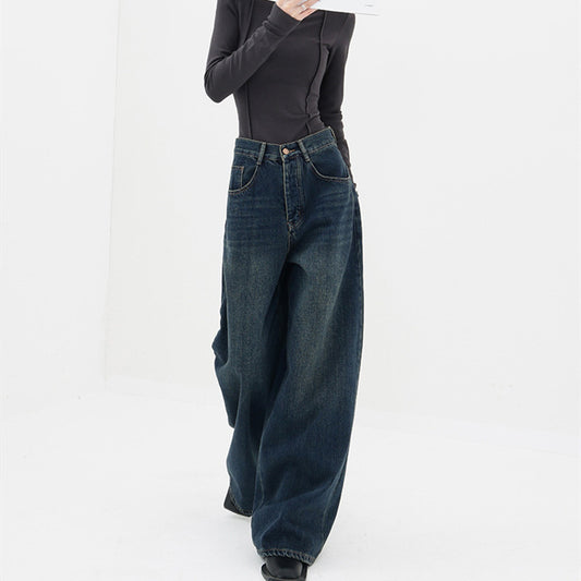 Women's American-style Retro Dark Straight Jeans ARZ