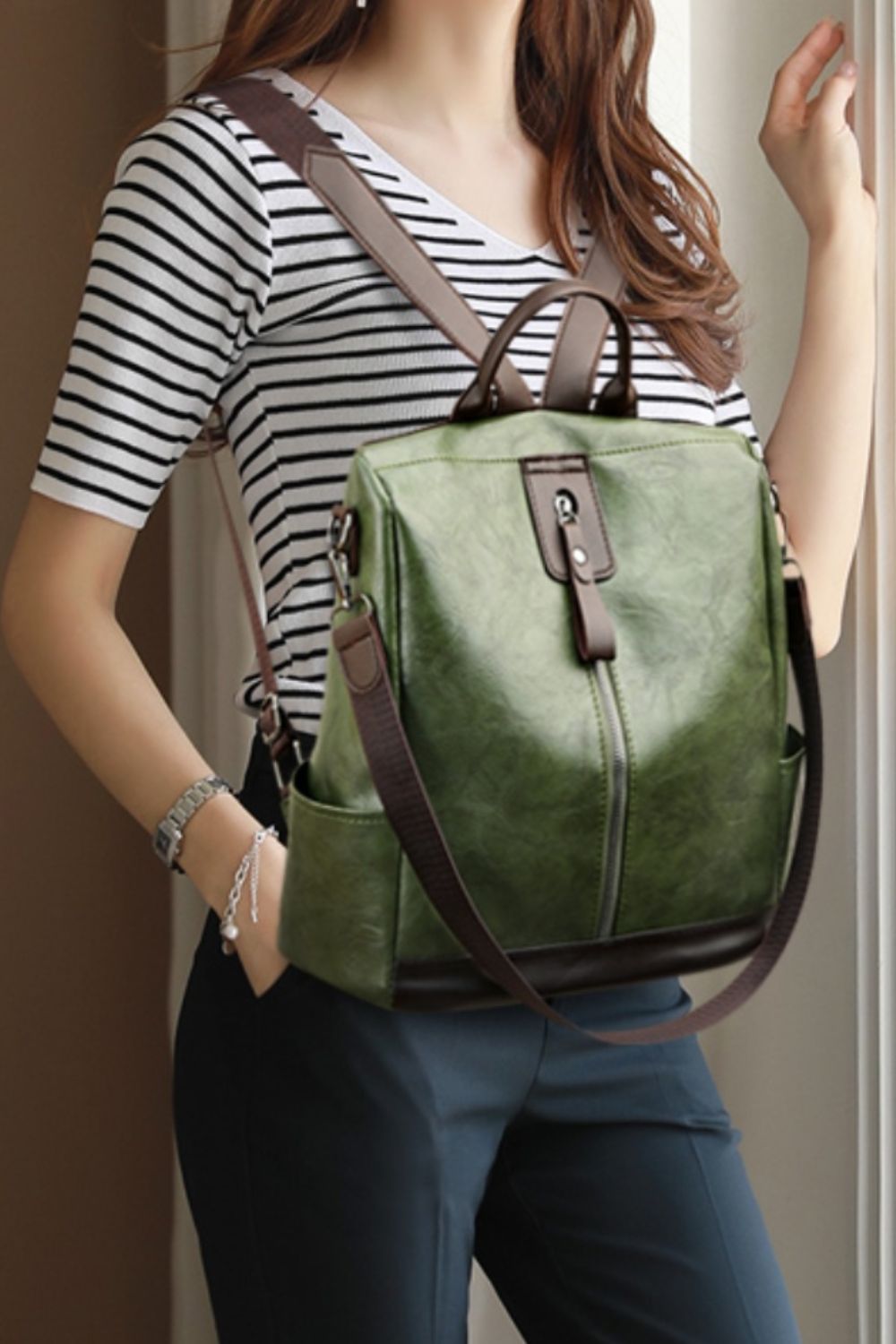 PU Leather Large Backpack Bag Trendsi