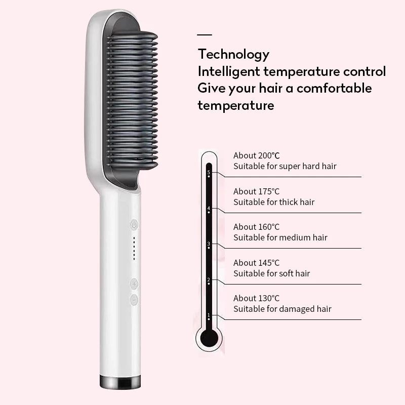 New 2 In 1 Hair Straightener Hot Comb Negative Ion Curling Tong Dual-purpose Electric Hair Brush ARZ