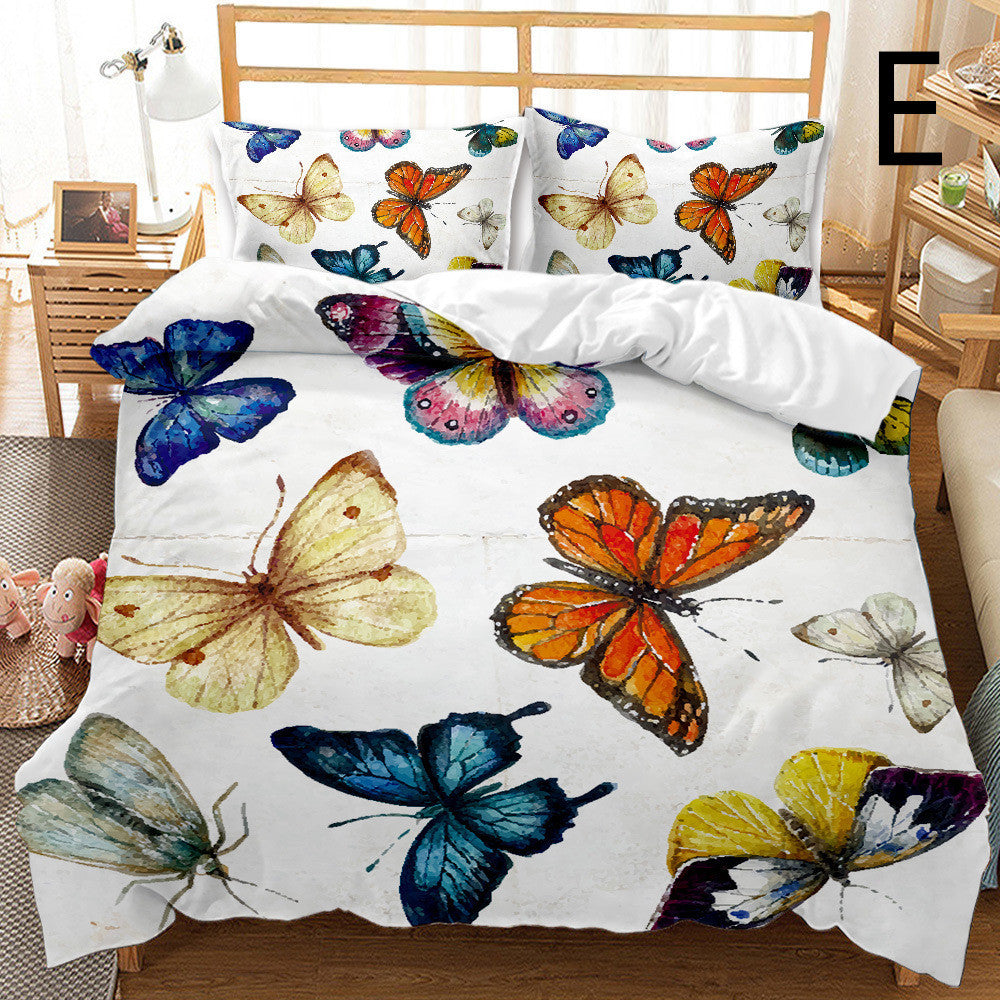 Butterfly Series Three-piece Bedding Quilt Cover Set ARZ