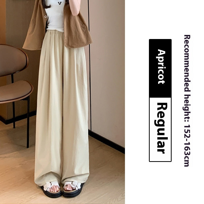 High Waist Drooping Straight Pleated Cotton And Linen Casual Pants ARZ